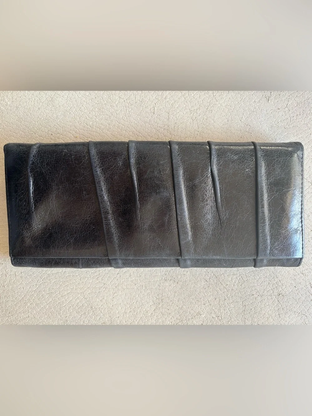 HOBO International Classic Black Leather Fold Wallet - Women Accessories